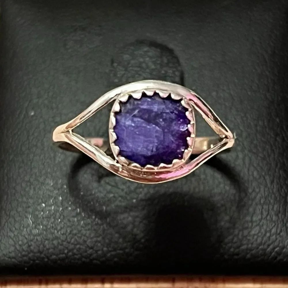 Sterling Silver Genuine Sapphire Ring Size 7